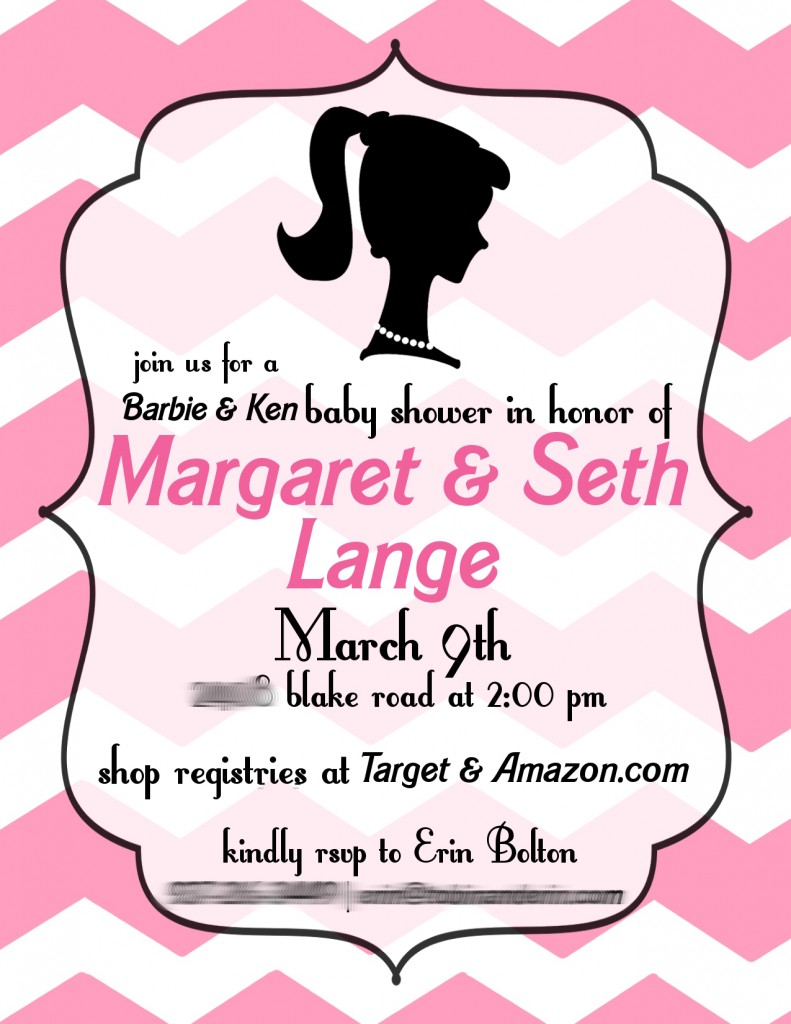 barbie baby shower invitation design