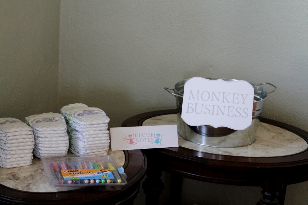 Monkey Baby Shower Diaper Writing