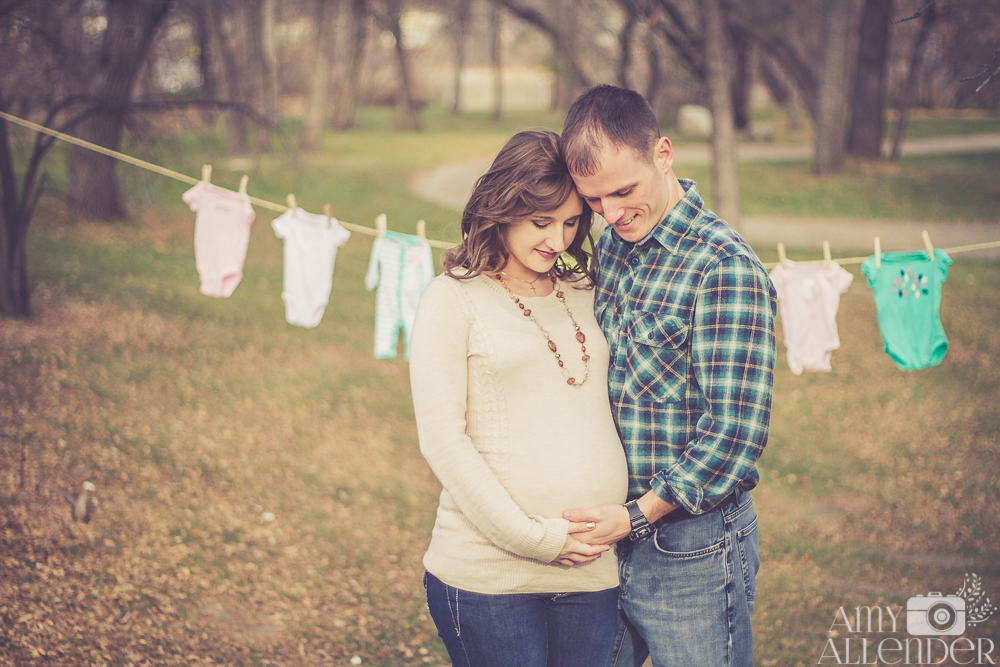 Clothes line maternity photos