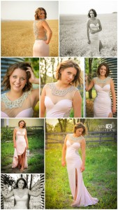 senior portraits formal dress on the farm