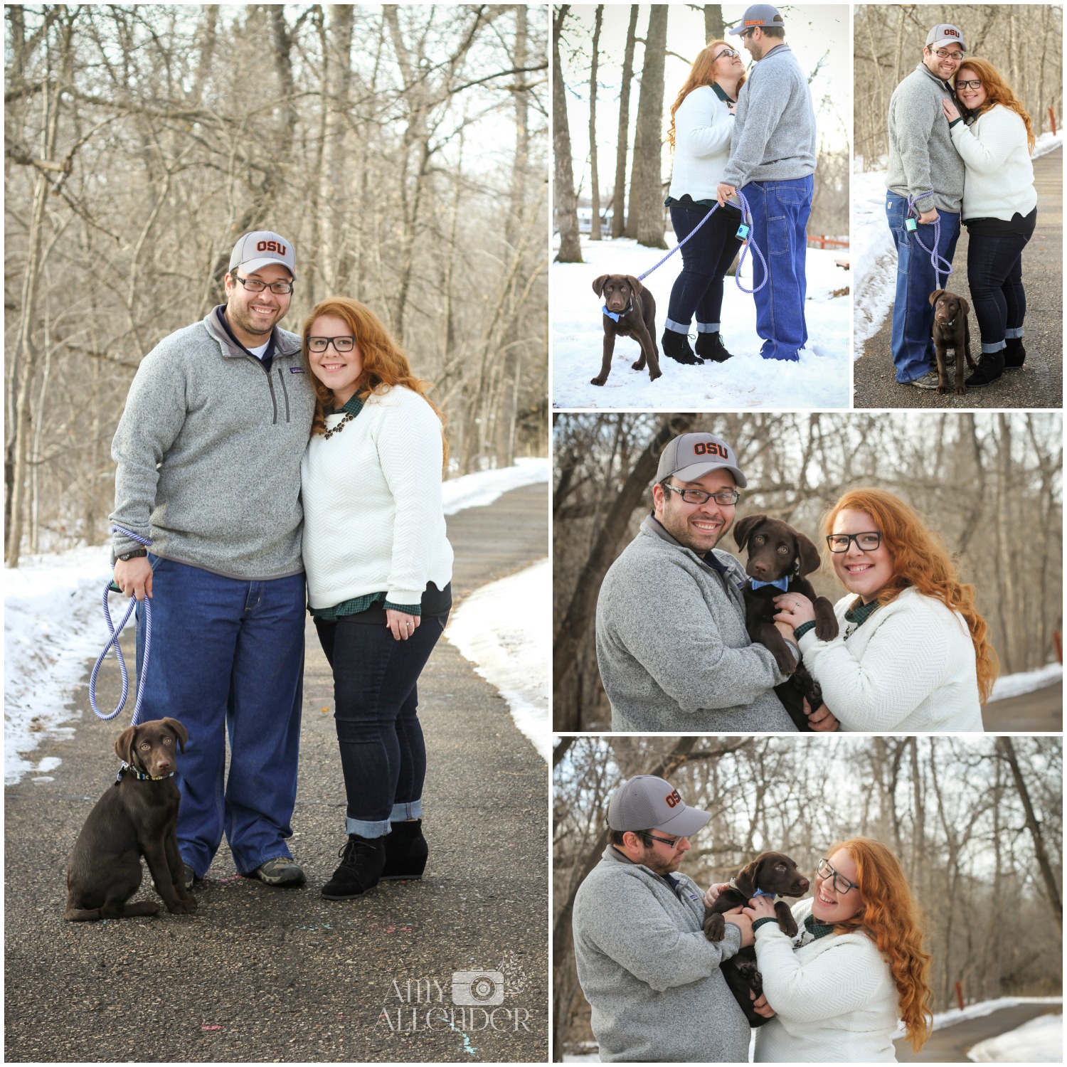 Engagement photos with a puppy